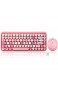 Perixx PERIDUO-713 Kabelloses Mini Tastatur und Maus Desktop Set Retro Vintage Schreibmaschinen Design Pink Rosa QWERTZ