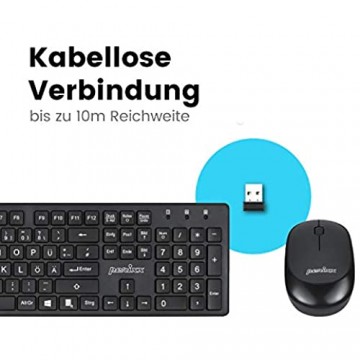 Perixx PERIDUO-717 Kabellose Standard Tastatur und Maus Desktop-Set mit großen Druckbuchstaben Schwarz DE QWERTZ Layout