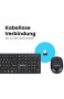 Perixx PERIDUO-717 Kabellose Standard Tastatur und Maus Desktop-Set mit großen Druckbuchstaben Schwarz DE QWERTZ Layout