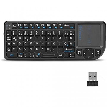 Rii X1 Mini Tastatur Wireless Smart TV Tastatur Kabellos Tastatur mit Touchpad Mini Keyboard für Smart TV Fernbedienung/PC/PAD/Xbox 360/ PS3/Google Android TV Box/HTPC/IPTV (De Layout)