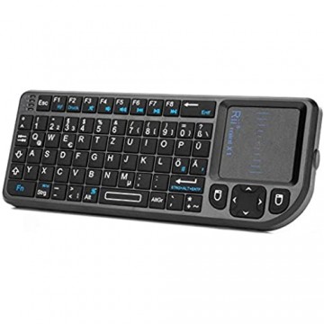 Rii X1 Mini Tastatur Wireless Smart TV Tastatur Kabellos Tastatur mit Touchpad Mini Keyboard für Smart TV Fernbedienung/PC/PAD/Xbox 360/ PS3/Google Android TV Box/HTPC/IPTV (De Layout)