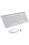 Sanhoton Kabellose Tastatur und Maus 2.4G Ultradünne Tragbare Kabellose Tastatur-Maus-Sets Kompatibel mit Windows/Mac/Android-Tablets (Silber Weiß)