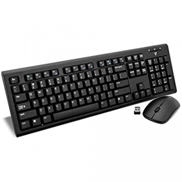 V7 Kabellose Tastatur und Maus mit US-Layout Schwarz – CKW200US