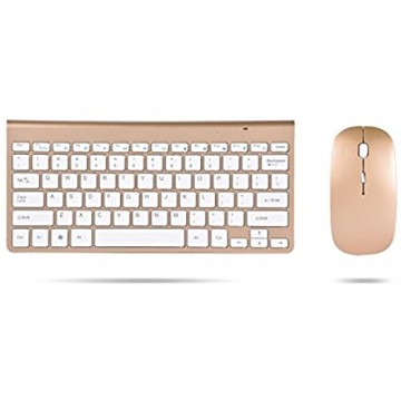 VBESTLIFE Tastatur und Maus Sets 2 4 GHz Wireless Mouse wasserdichte Tastatur und Maus für Desktop/Laptop(Gold)