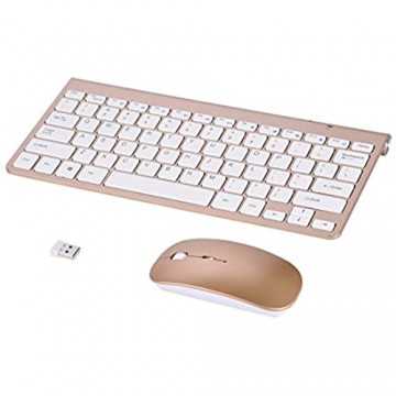 VBESTLIFE Tastatur und Maus Sets 2 4 GHz Wireless Mouse wasserdichte Tastatur und Maus für Desktop/Laptop(Gold)