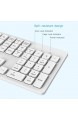 WisFox Tastatur Maus Set Kabellos 2.4GHz Ultra Dünn Fortgeschrittene Leise Tastatur Maus Kabellos Combo Voller Größe mit USB Nano Empfänger für Laptop QWERTZ- Deutsches (Weiß)