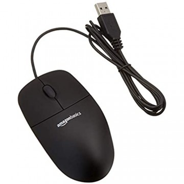 Basics - Optische Maus mit 3 Tasten und USB-Anschluss für Windows und Mac OS X Schwarz