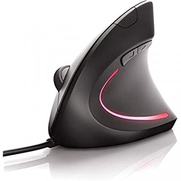 Buqiuy Ergonomische Maus mit Kabel Vertikale USB-Maus mit Optischem Sensor 7 LEDs 800–3200 DPI Vorbeugung des Mausarms / Ellenbogen (RSI-Syndrom)