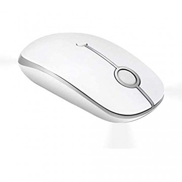 Jelly Comb Bluetooth Kabellose Maus Dual Mode(2 4 G+Bluetooth) Kabellose Maus 3 DPI stille Optische Maus für Laptop/PC/MacBook Pro/Tablet/iPad Weiß+Silber