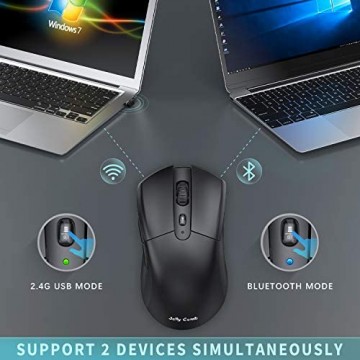 Jelly Comb Bluetooth-Maus Multi-Device 2 4G Kabellose Maus + Bluetooth 4 0 Maus DPI 1000-1600-2400 einstellbar Funkmaus für PC Computer Laptop Tablet Smartphone(Schwarz)