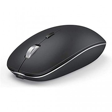 Jelly Comb Bluetooth Maus wiederaufladbar Dual-Mode 2.4GHz Funkmaus und Bluetooth Maus für PC MacBook Laptop Windows(Schwarz und Silber)