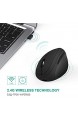 Jelly Comb Ergonomische Maus kabellos 2 4Ghz Wireless Vertikale Maus wiederaufladbare Funkmaus mit einstellbar DPI 1000/1600/2400 für PC/Laptop/Notebook Schwarz