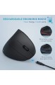 Jelly Comb Vertikale Kabellose Maus Wiederaufladbare 2.4Ghz Ergonomische Maus mit Leisen Design Funkmaus mit Einstellbaren DPI 800/1200/1600 für PC/Laptop/Tablet Schwarz