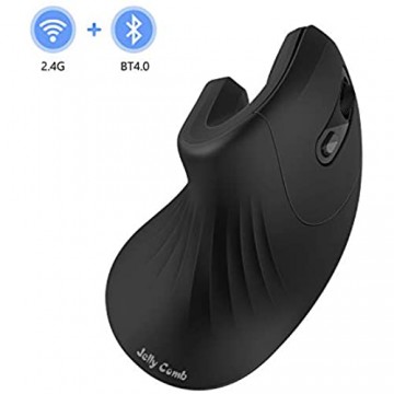 Jelly Comb Vertikale Maus Bluetooth Multi-Device 2.4G Funkmaus + optische Bluetooth Maus DPI einstellbar 1000/1600/2400 Ergonomische Maus für PC/Laptop/Tablet Schwarz