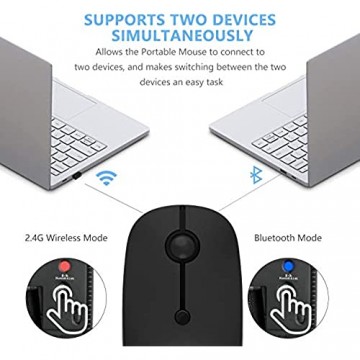 Kabellose Bluetooth Maus Jelly Comb 2.4G+Bluetooth Maus Schnurlos Wireless Optische Bluetooth Maus für PC/Tablet/Laptop und Windows/Mac/Linux (Bluetooth+2.4G-Schwarz)