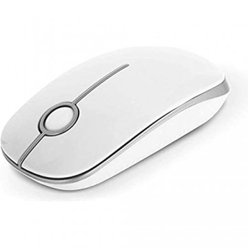 Kabellose Bluetooth Maus Jelly Comb 2.4G+Bluetooth Maus Schnurlos Wireless Optische Bluetooth Maus für PC/Tablet/Laptop und Windows/Mac/Linux (Bluetooth+2.4G-Weiß und Silber)