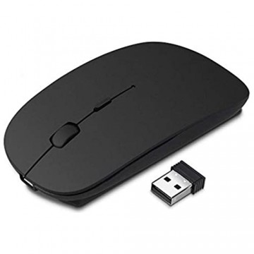Karrong Kabellos Maus Wiederaufladbar USB Funkmaus Leise klick Kabellose Mouse für Laptop PC Computer Schwarz