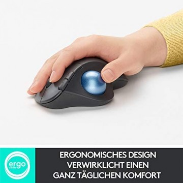 Logitech ERGO M575 Wireless Trackball Maus - Einfache Steuerung mit dem Daumen flüssige Bewegungen ergonomisches Design für Windows PC & Mac mit Bluetooth- & USB-Funktion - Schwarz