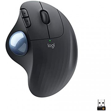 Logitech ERGO M575 Wireless Trackball Maus - Einfache Steuerung mit dem Daumen flüssige Bewegungen ergonomisches Design für Windows PC & Mac mit Bluetooth- & USB-Funktion - Schwarz