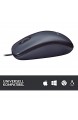 Logitech M100 USB Maus mit Kabel 3-Tasten 1000 DPI Optisch Tracking Beidhändig PC/Mac/Laptop Schwarz