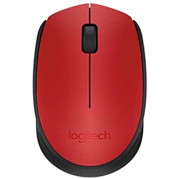 Logitech M171 Kabellose Maus 2.4 GHz Verbindung via USB-Empfänger Optischer Sensor 12-Monate Akkulaufzeit Für Links- und Rechtshänder 3 Tasten PC/Mac - rot