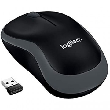 Logitech M185 Kabellose Maus 2.4 GHz Verbindung via Nano-USB-Empfänger 1000 DPI Optischer Sensor 12-Monate Akkulaufzeit Für Links- und Rechtshänder PC/Mac - Grau Englische Verpackung