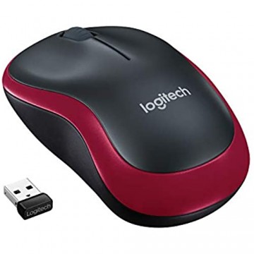 Logitech M185 Kabellose Maus 2.4 GHz Verbindung via Nano-USB-Empfänger 1000 DPI Optischer Sensor 12-Monate Akkulaufzeit Für Links- und Rechtshänder PC/Mac - Rot Englische Verpackung