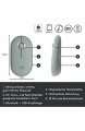 Logitech M350 Pebble Kabellose Maus Bluetooth und 2.4 GHz Verbindung via Nano USB-Empfänger 18-Monate Akkulaufzeit 3 Tasten Leises Klicken und Scrollen PC/Mac/iPadOS - Eukalyptus