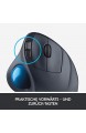 Logitech M570 Trackman Kabellose Ergonomische Trackball-Maus 2.4 GHz Verbindung via Unifying USB-Empfänger 18-Monate Akkulaufzeit 5 Programmierbare Tasten Scroll-Rad PC/Mac - schwarz/blau