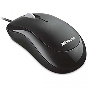 Microsoft Basic Optical Mouse (Maus schwarz kabelgebunden für Rechts- und Linkshänder geeignet)