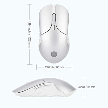 OMOTON wiederaufladbare kabellose Maus mit USB-Empfänger 2.4G USB+Type C Wireless Maus für Desktop Laptop PC und andere Geräte Silber