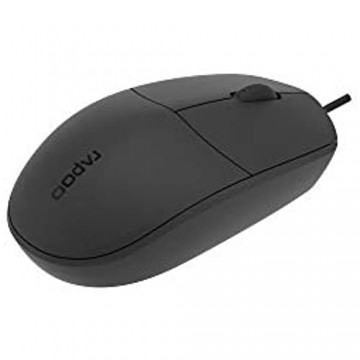 Rapoo N100 kabelgebundene Maus 1600 DPI Rechts- und Linkshänder für PC / Laptop / Notebook / Computer schwarz