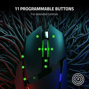 Razer Basilisk V2 - Kabelgebundene Gaming-Maus mit 11 programmierbaren Tasten Optischen Maus-Switches und Optischer 20K Sensor für Maximale Präzison - Schwarz