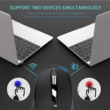seenda 2.4G+Bluetooth Dual-Modi Kabellose Maus ergonomische und leise Maus kompatibel mit Windows PC/Laptop/MacBook/Android Tablet/iPad(iPad OS sind erfordlich) Schwarz