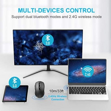 TECKNET Bluetooth Maus 2400 DPI Kabellose Maus Wireless Bluetooth Mouse mit Verwenden Bluetooth 5.0 3.0 2.4G mit DREI Modi