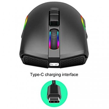 Typ C Schnelllademäuse 2 4GHz Drahtlose Gaming-Maus mit RGB-Hintergrundbeleuchtung-Schwarz