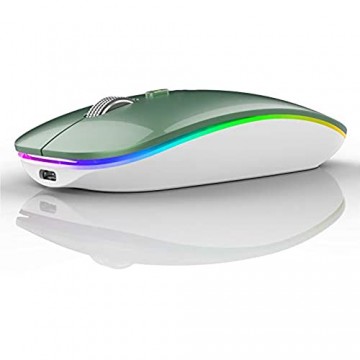 Uiosmuph Kabellose Maus 2.4Ghz Funkmaus wiederaufladbar leise Wireless Mouse Schnurlos Kabellos Optische Maus mit USB Nano Empfänger für PC/Tablet/Laptop und Windows/Mac/Linux (Dunkel Grün)