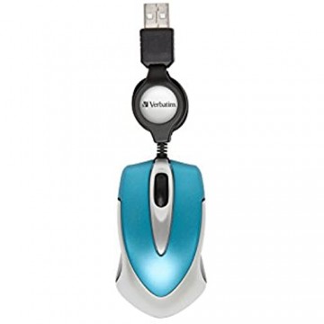 Verbatim Go Mini USB - optische Travel Maus mit Kabeleinzug caribbean blau