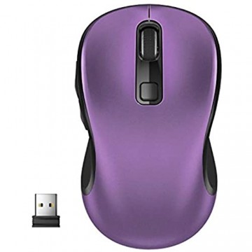 WisFox Kabellose Maus 2.4G Kabellose Maus Laptop Maus Computermaus Maus USB rutschfeste Ergonomische Maus 6 Tasten mit Nano-Empfänger 3 Einstellbare DPI-Werte Drahtlose Mäuse für Windows Mac (Lila)