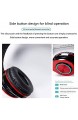 BOERSAND Wireless Bluetooth Headset Kopfhörer Subwoofer Universal-Folding HiFi Soundqualität Binaural Noise Reduction Black red-OneSize