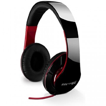 FANTEC SHP-250AJ Stereo HiFi Kopfhörer (mit Bügel on Ear 3 5 mm Klinkestecker bassstark große und weiche Ohrpolster) schwarz/rot