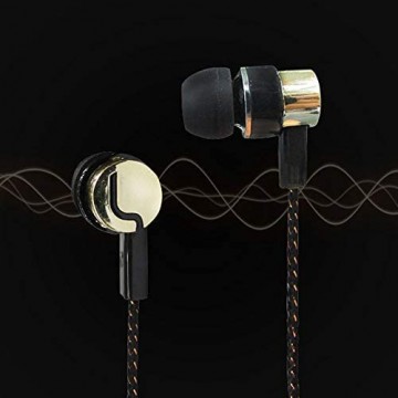 Kopfhörer geflochtene Kabel Super Bass In Ohr Musik Kopfhörer HiFi Stereo Ohrhörer Geräuschisolierung Sport Kopfhörer mit Mikrofon - golden