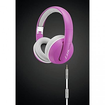 Magnat LZR 580 S High Performance Over-Ear-Headphone | Flachkabel mit Fernbedienung Freisprecheinrichtung und Knickschutz - pink/white