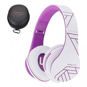 PowerLocus Bluetooth Over-Ear Kopfhörer Kabellos Stereo Faltbare Kopfhörer Kabellose und Kabel-Kopfhörer mit Integriertem Mikrofon Micro SD/TF FM für Handys/iPad/Laptops & PC (Weiß/Violett)