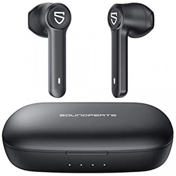 SoundPEATS Bluetooth Kopfhörer Semi in Ear kabellos Headset BT 5.0 Output Ladegerät Powerbank Wireless Earbuds IPX6 TWS Touch Control Typ C Mikrofon Single Twin Mode 70 Std. Spielzeit