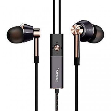 1MORE Triple-driver Hi-Fi Kopfhörer In-Ear Ohrhörer Hi-Res Audio mit Mikrofon und Fernbedienung Lightning Connector für iPhone iPod iPad (Gold)