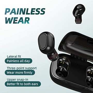 Bluetooth Kopfhörer | LESHP in Ear Kopfhörer Bluetooth mit intensivem Bass 2021 Kopfhörer kabellos mit integriertem Mikrofon Noise Cancelling in Schwarz