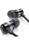 CSL - In Ear Kopfhörer Curved Design Premium Alu Earphone - widerstandsfähiges Aramid-Kabel optimierte Soundtreiber Knickschutz - 10mm Schallwandler - schwarz Silber