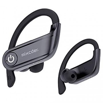Drahtlose Sportkopfhörer Mixcder T2 TWS Ohrhörer 50 Stunden Spielzeit Bluetooth 5.0 In-Ear-Kopfhörer zum Laufen Bass Stereo Workout-Kopfhörer mit Silikon-Ohrhaken für iOS Android Schwarz