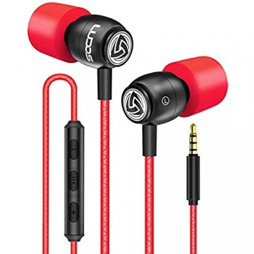 LUDOS Clamor Kopfhörer In Ear - Wired Ohrhörer mit Mikrofon und Bass Premium-Audioqualität Neuartiger Memory Foam Verstärktes Kabel Headphones mit Lautstärkeregler für iPhone Apple iPad